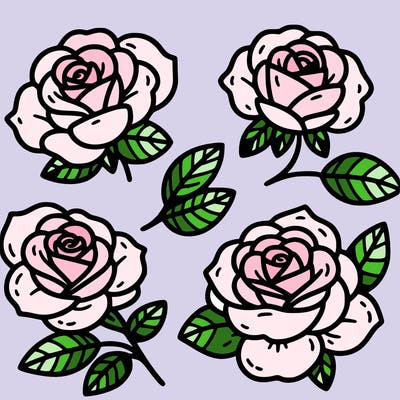 cute four pieces roses