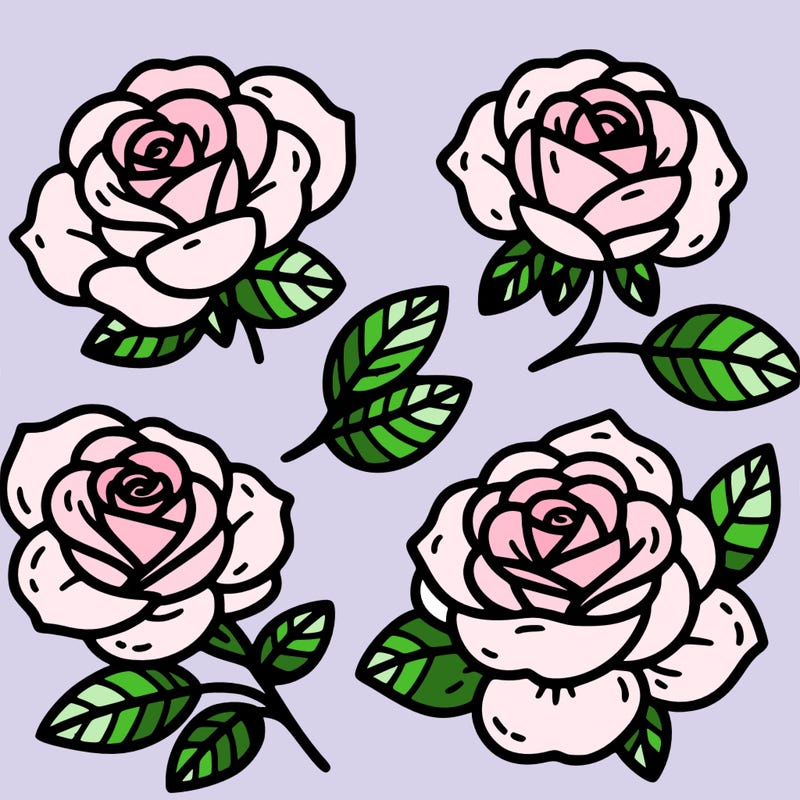 cute four pieces roses
