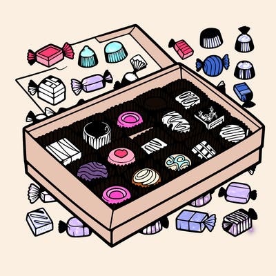 box of individually wrapped chocolates