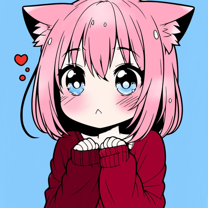 shy anime catgirl