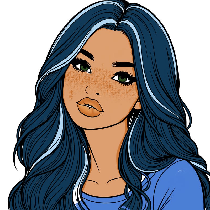 realistic girl with hair on her hair and lips