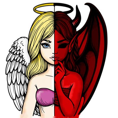 realistic angel half demon