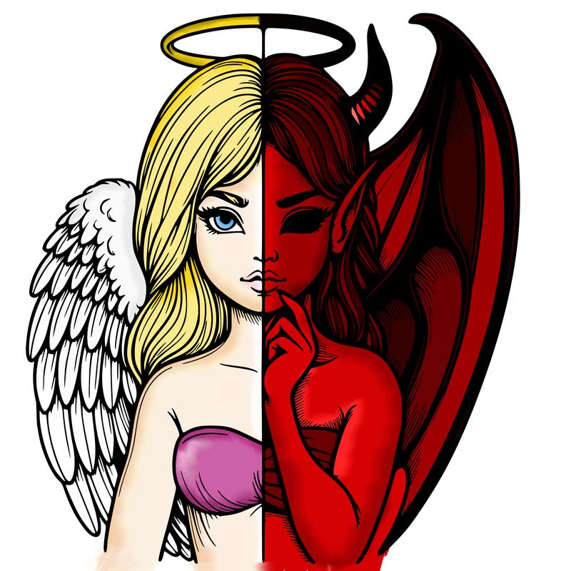 realistic angel half demon