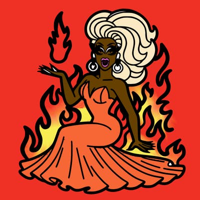 drag queen on fire