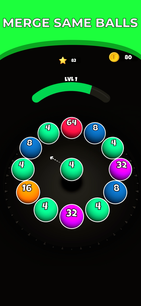 Roll Merge 3D - Number Puzzle - Roll Merge 3D number puzzle gameplay showing numbered balls in a circular arrangement