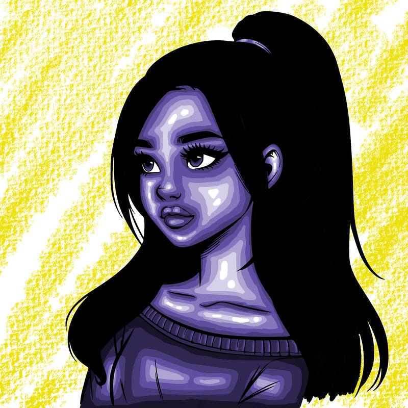 realistic girl with a high ponytail