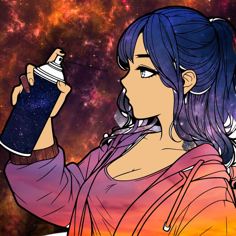 a realistic girl spray, painting