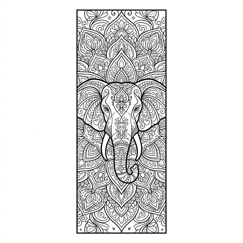 Immerse yourself in the tranquility of this beautiful elephant mandala bookmark coloring page. Perfect for marking your favorite books, this intricate design combines spiritual symbolism with artistic expression.