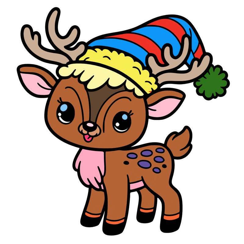christmas reindeer with santa hat