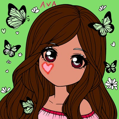 realistic girl with butterflies around her