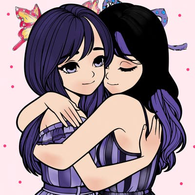 realistic girls hugging