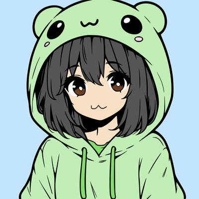 anime cute girl with hoodie
