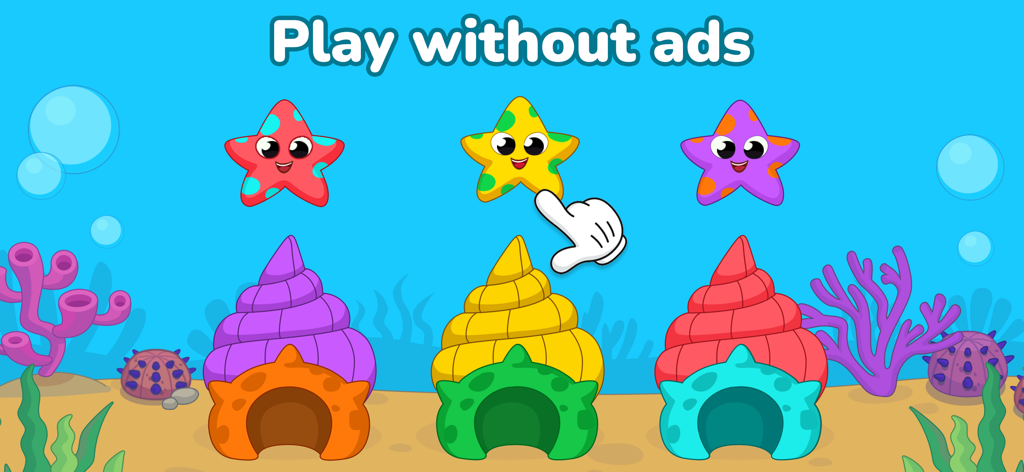 Puzzle mini games for kids - Puzzle de tri pour tout-petits sous-marin sans publicité avec des étoiles de mer colorées