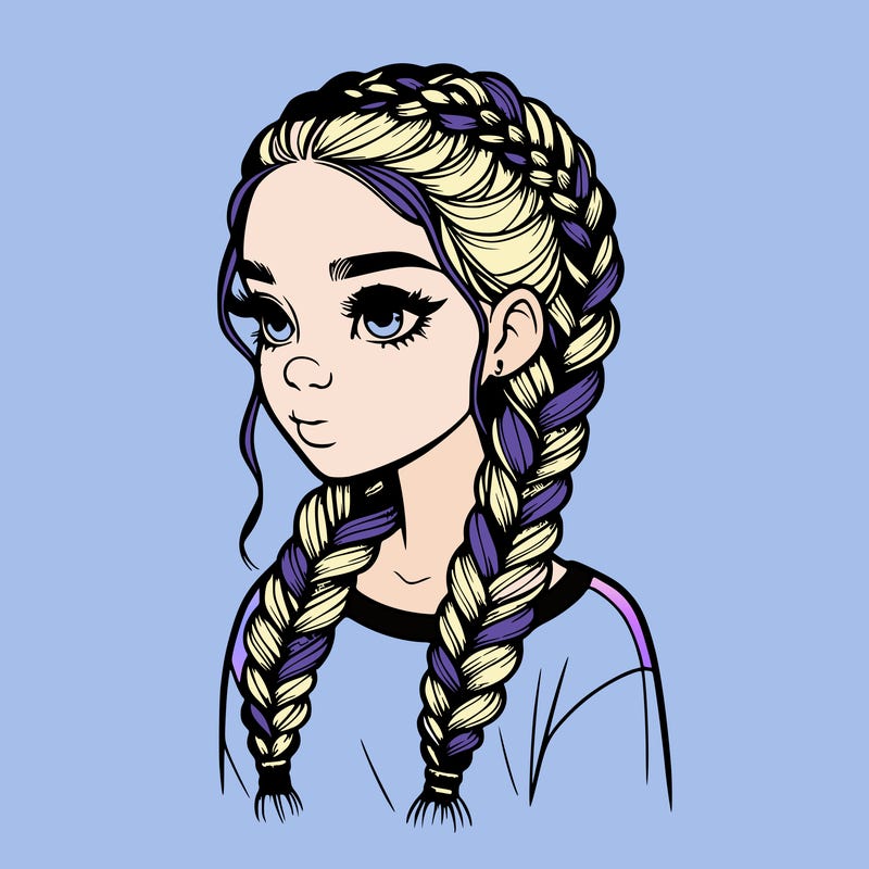 realistic girl with braids