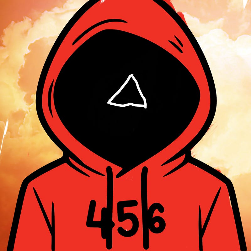 a person with non face waering a hoodie with a 456 symbol