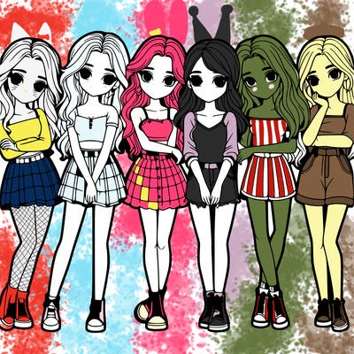 a group of girls realistic