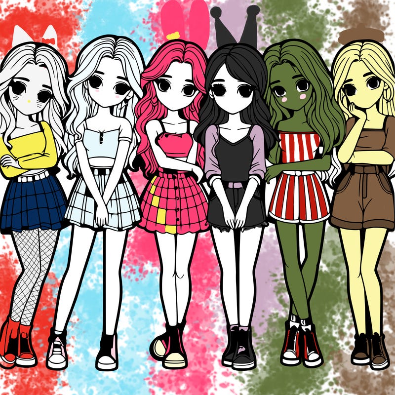 a group of girls realistic