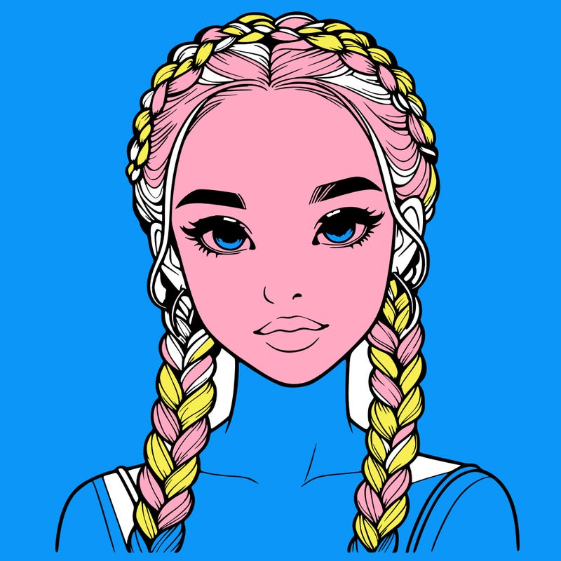 realistic girl with braids