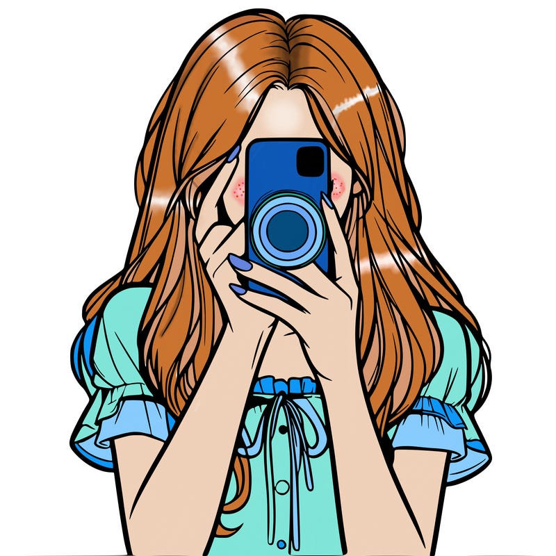 a realistic girl holding her phone taking pictures