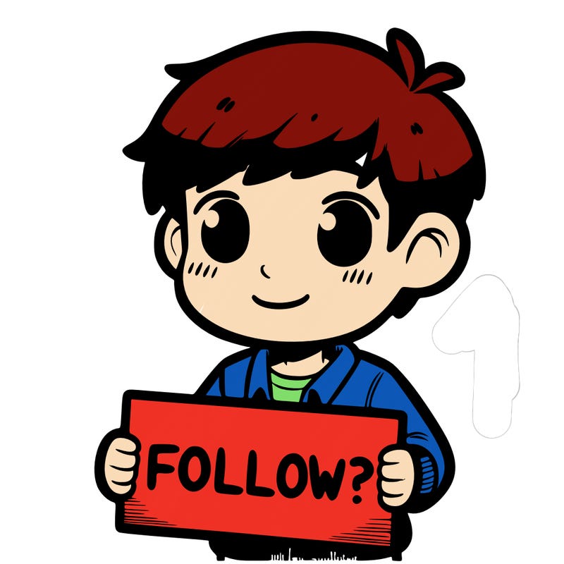 guy holding sign that says "follow?"