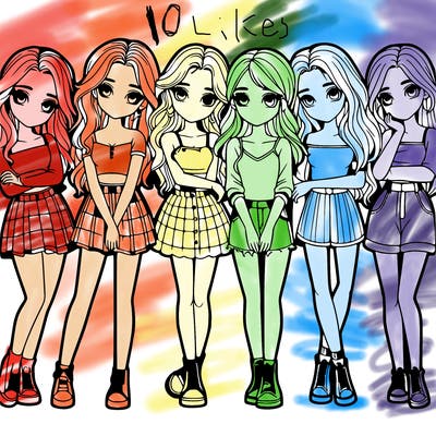 a group of girls realistic