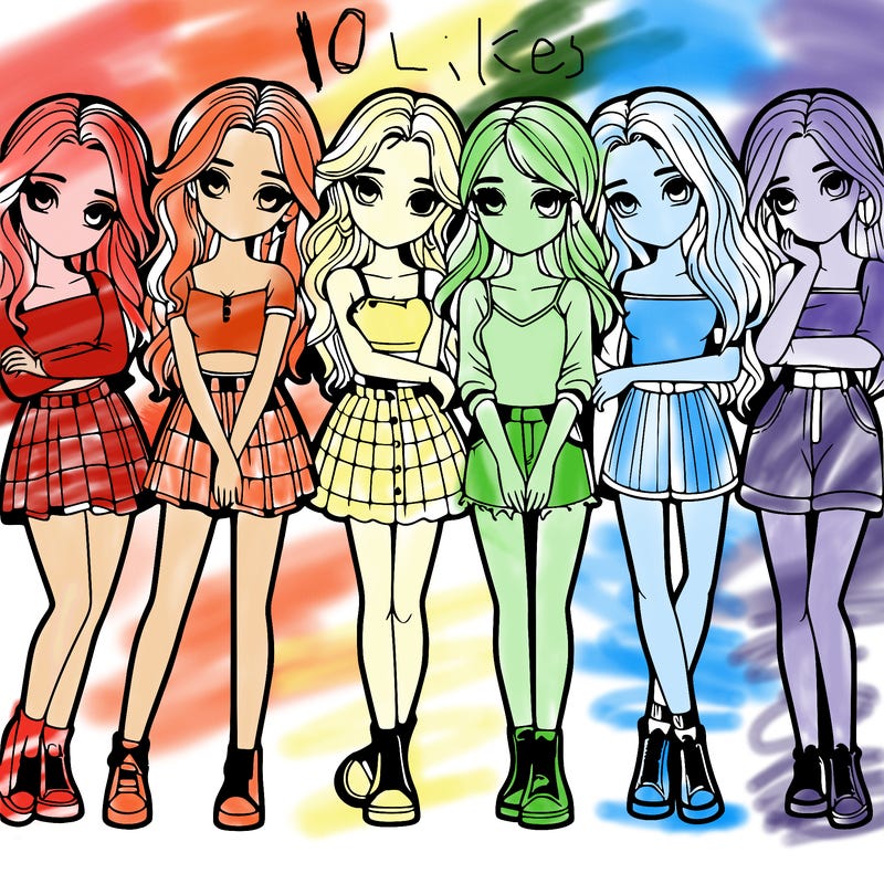 a group of girls realistic