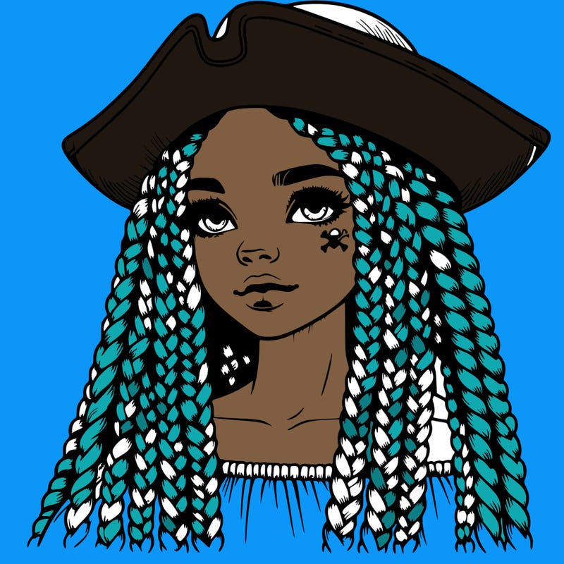realistic girl with box braids and i realistic pirate hat