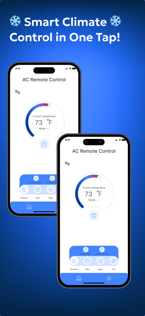 AC Remote Plus app interface showing smart climate control and temperature settings on iPhone