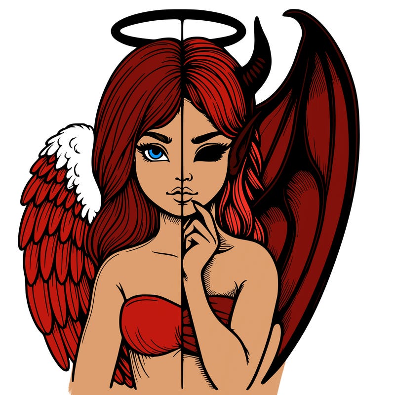 realistic angel half demon