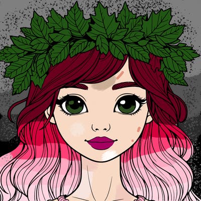 realistic girl with fall leaf crown