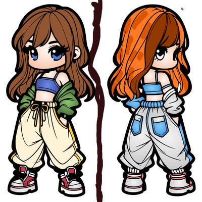 girl in crop top and baggy pants