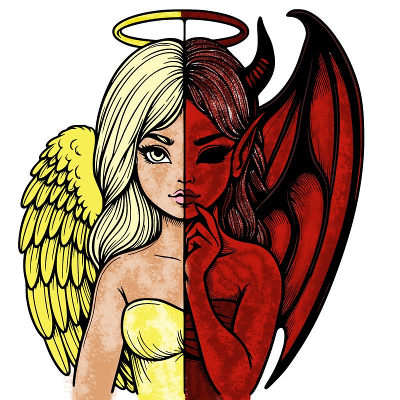 realistic angel half demon