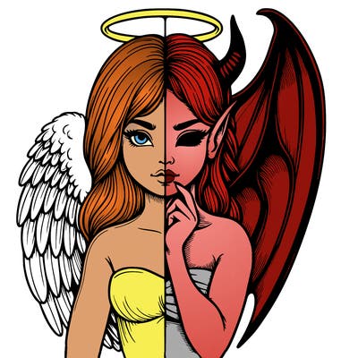 realistic angel half demon