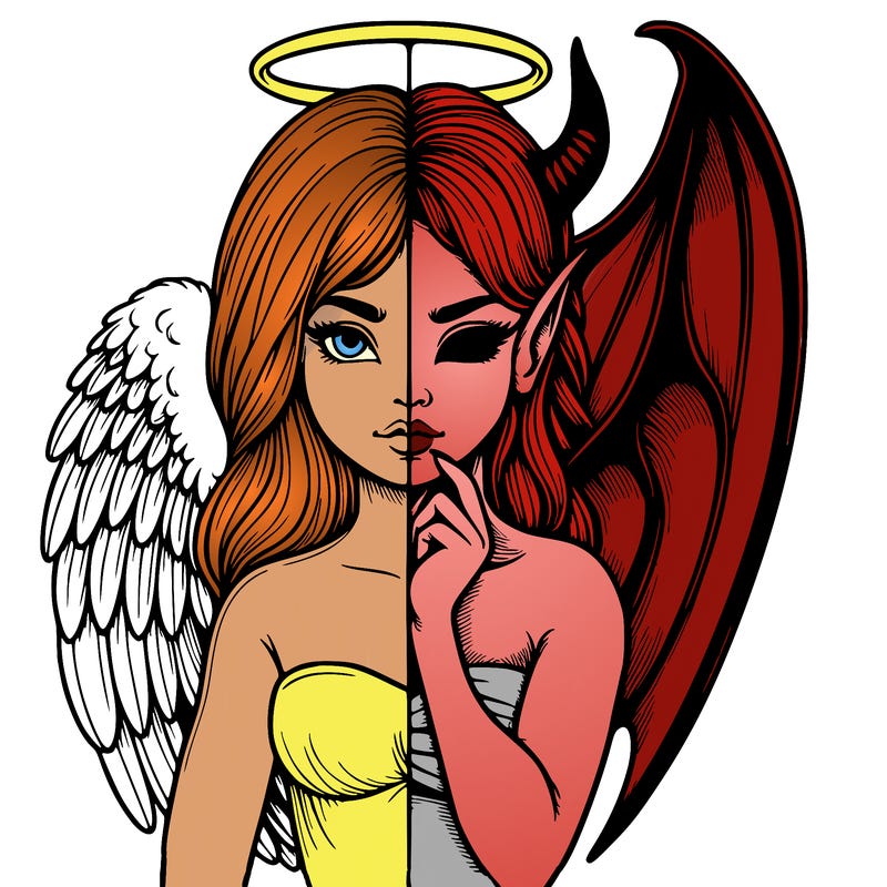 realistic angel half demon