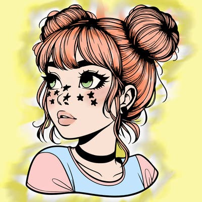 realistic girl with spacebuns