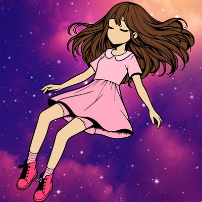 realistic girl floating