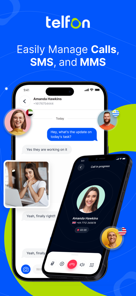 Telfon | 글로벌 가상 번호, SMS 및 국제 전화