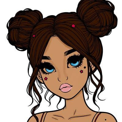 realistic girl with space buns