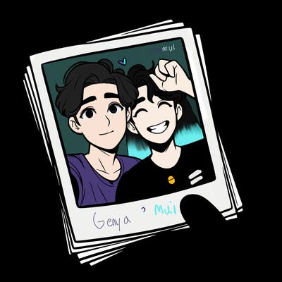 realistic, best friends taking a polaroid picture