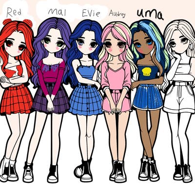 a group of girls realistic