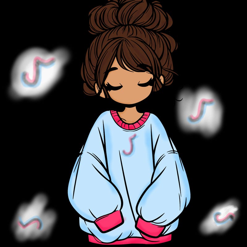 girl with baggy sweatshirt and messy bun