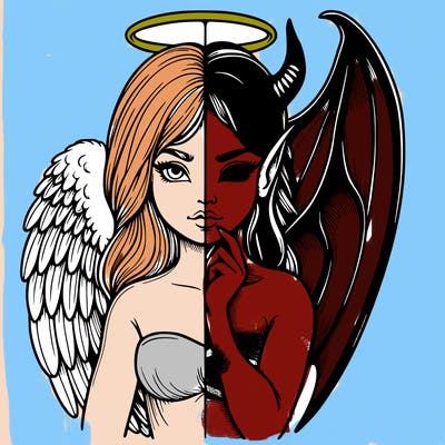 realistic angel half demon