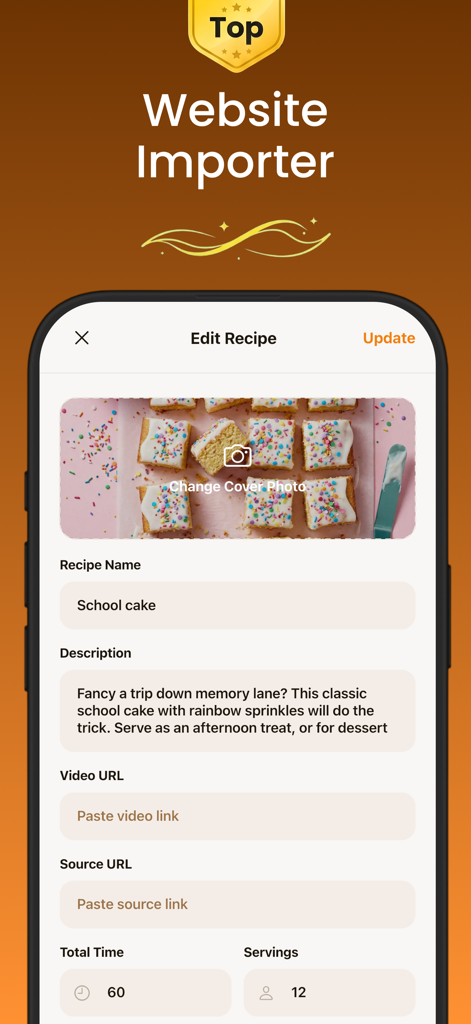 Recipes & Meal Plan - Receply - Interfaz de la aplicación Receply que muestra el importador web y la pantalla de edición de recetas.