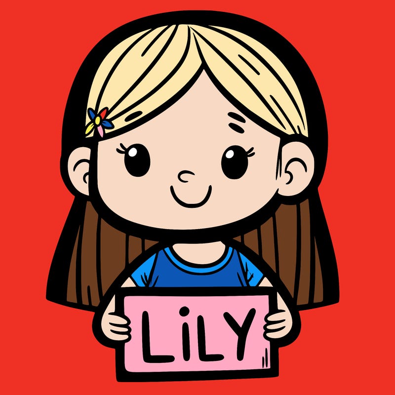 girl holding a sign that says lily
