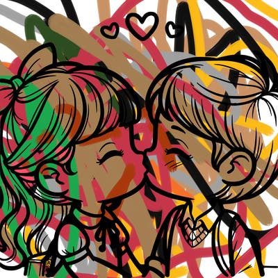 boy and girl kissing