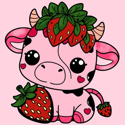 cute strawberry cow