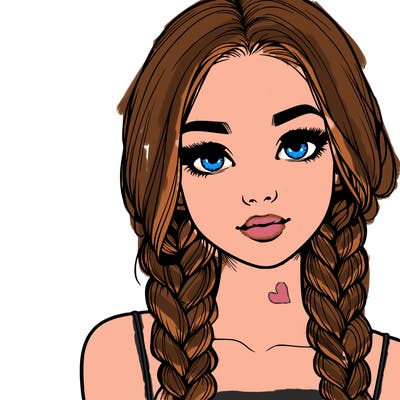 realistic girl with braids