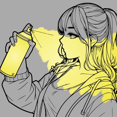 a realistic girl spray, painting