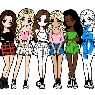 a group of girls realistic