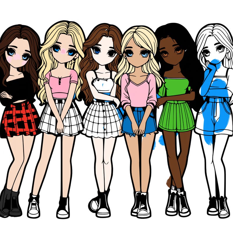 a group of girls realistic